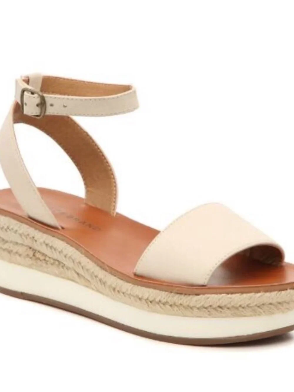 New LUCKY BRAND Jeneka Ivory Leather Espadrille Sandals Shoes 8